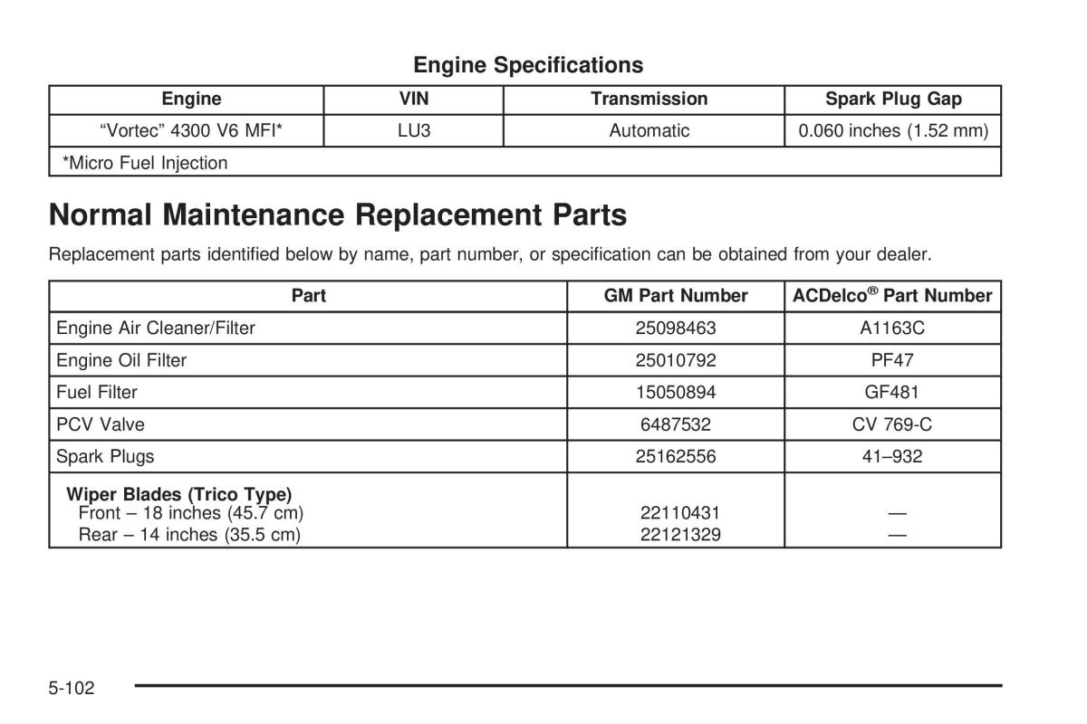 Chevrolet Astro II 2 owners manual / page 314