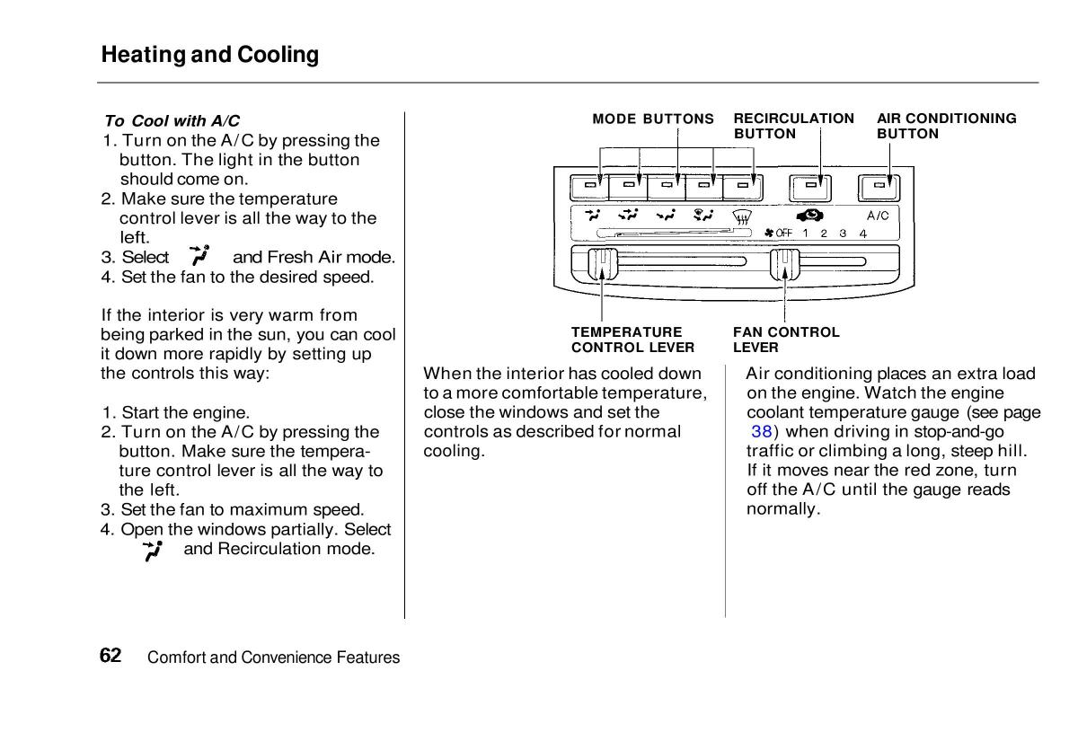 manual  Honda Civic VI 6 Hatchback owners manual / page 58