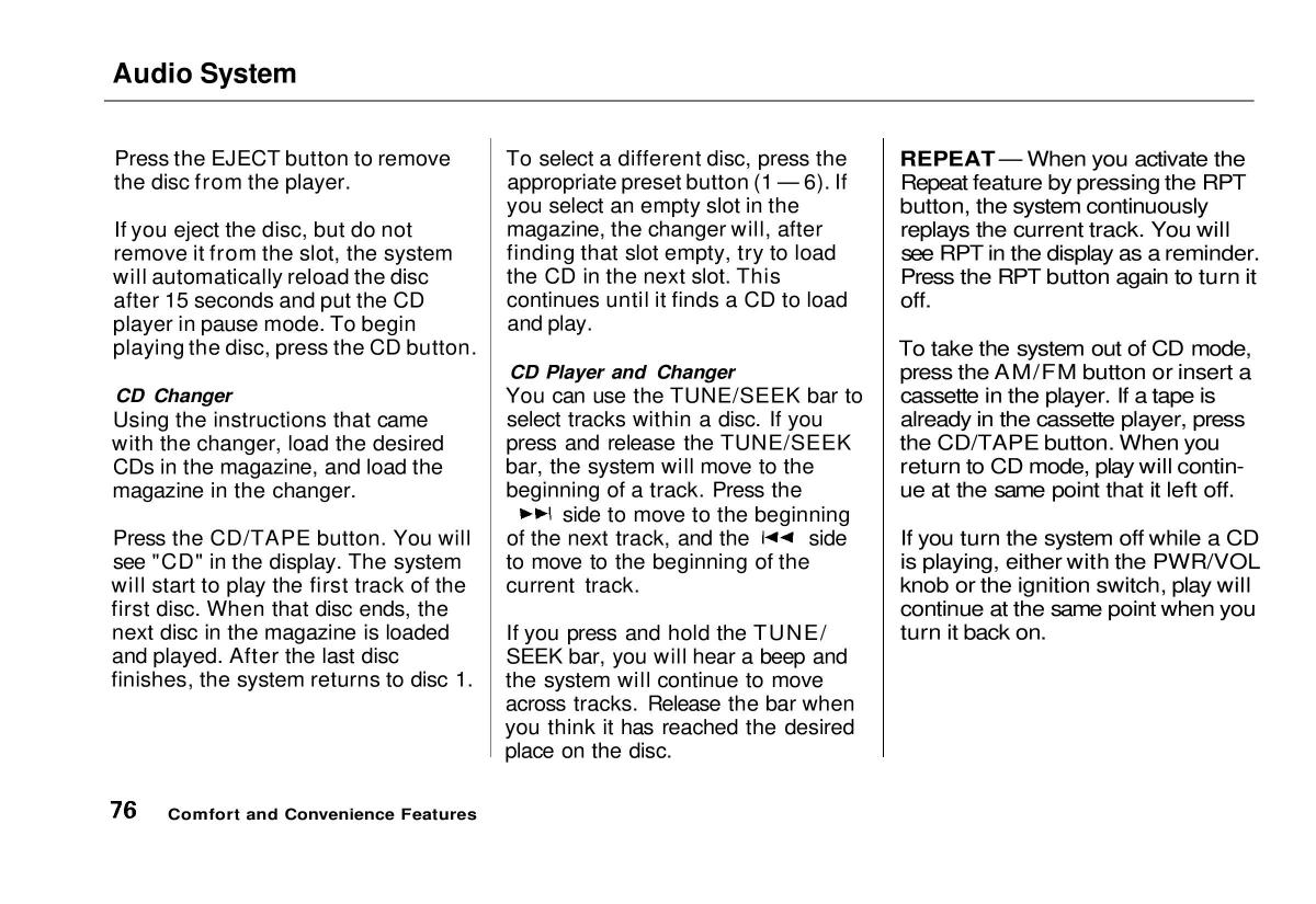 manual  Honda Civic VI 6 Hatchback owners manual / page 72