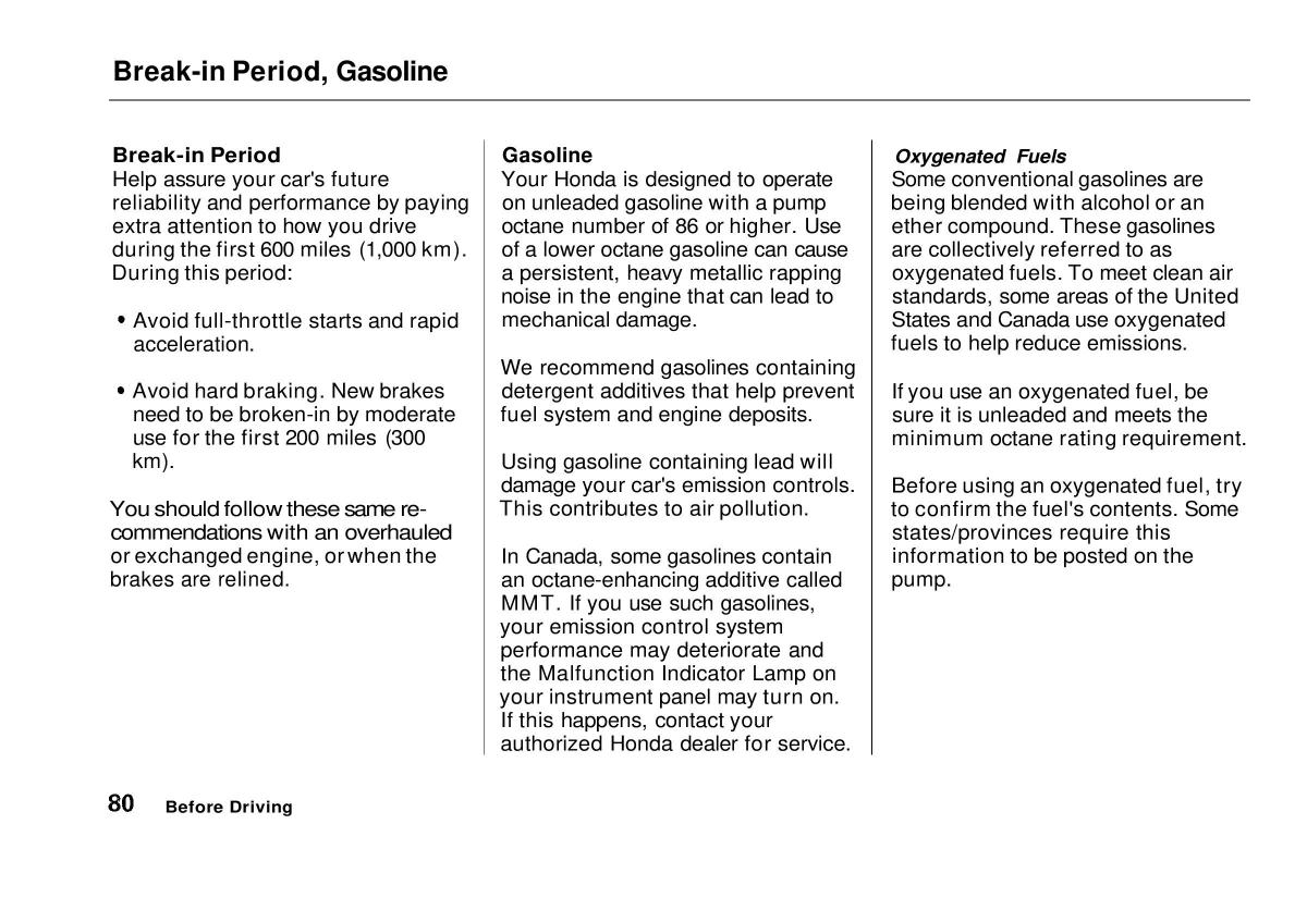 Honda Civic VI 6 Hatchback owners manual / page 76