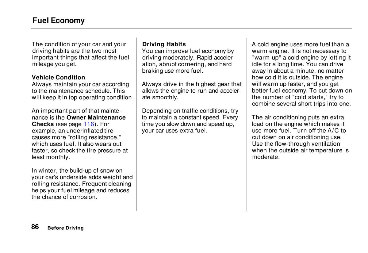 manual  Honda Civic VI 6 Hatchback owners manual / page 82