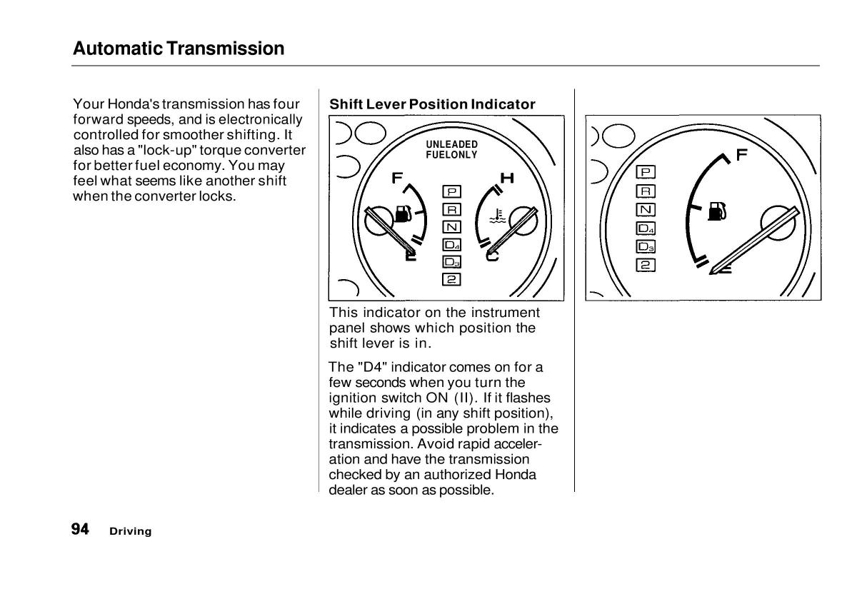 manual  Honda Civic VI 6 Hatchback owners manual / page 90