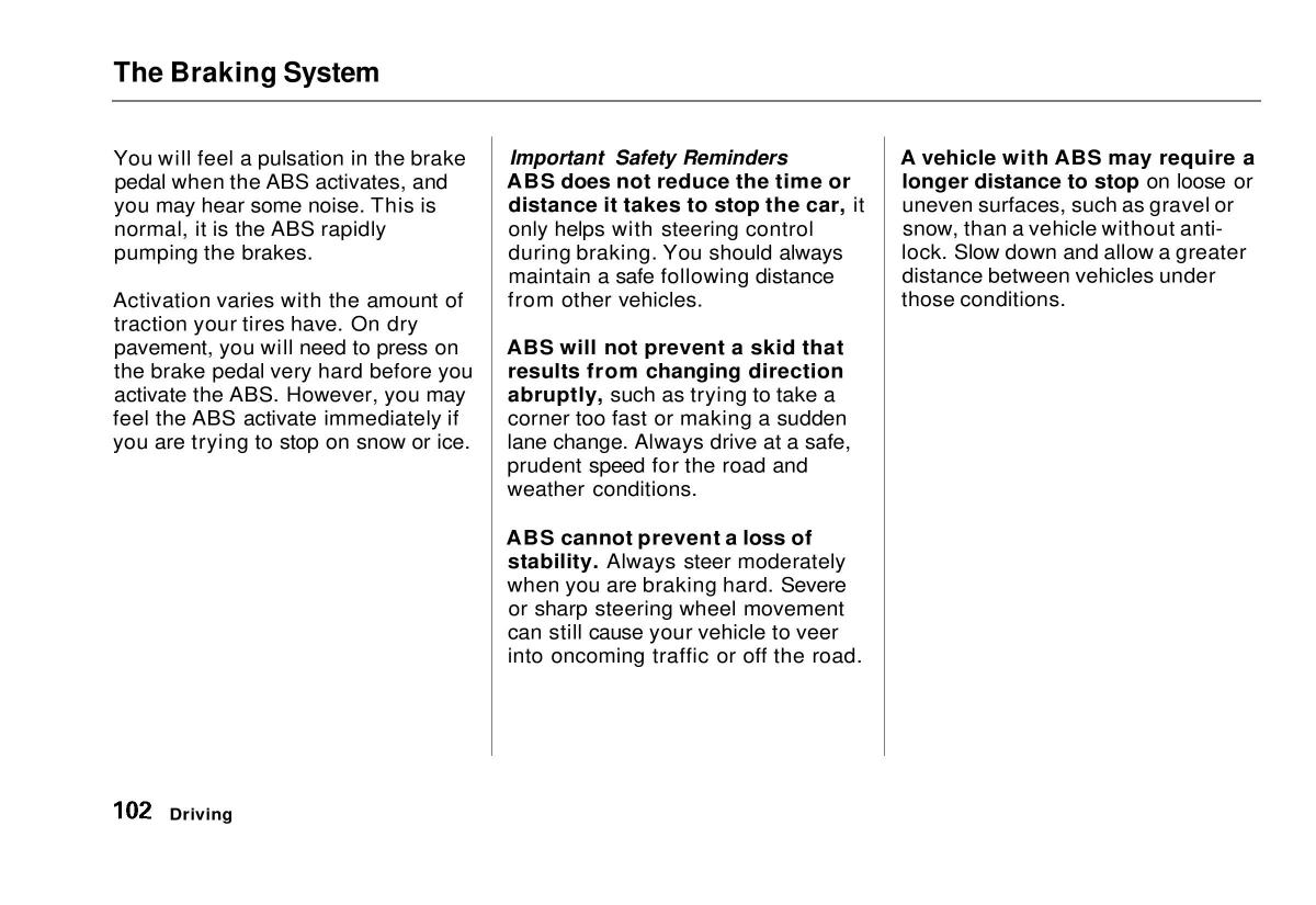 manual  Honda Civic VI 6 Hatchback owners manual / page 98