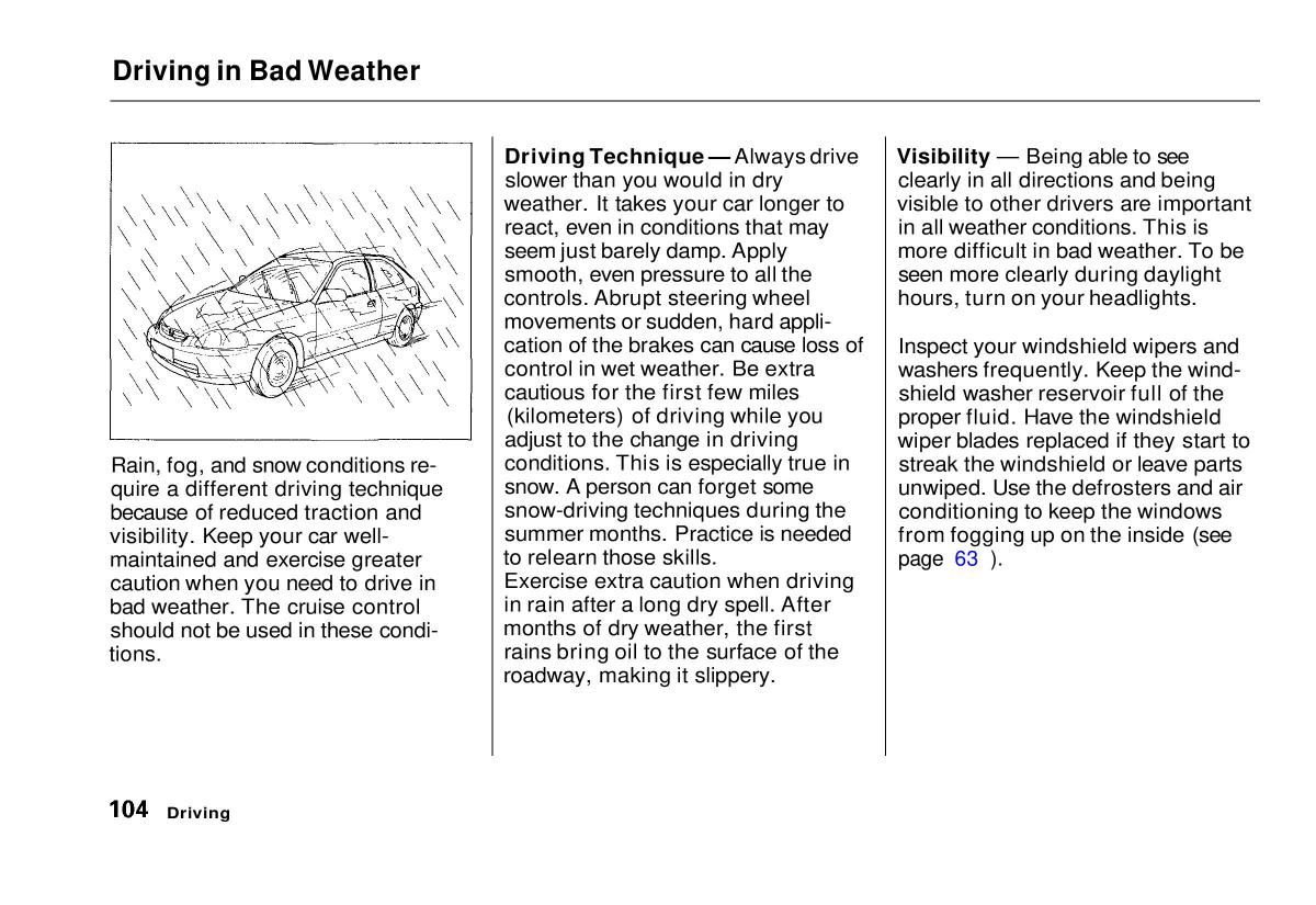 manual  Honda Civic VI 6 Hatchback owners manual / page 100