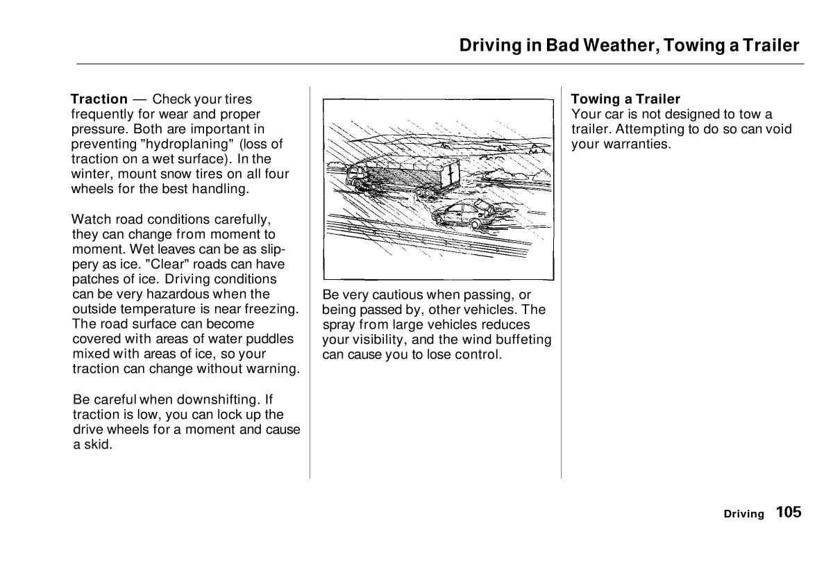 Honda Civic VI 6 Hatchback owners manual / page 101