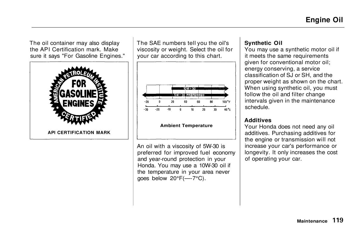 manual  Honda Civic VI 6 Hatchback owners manual / page 114