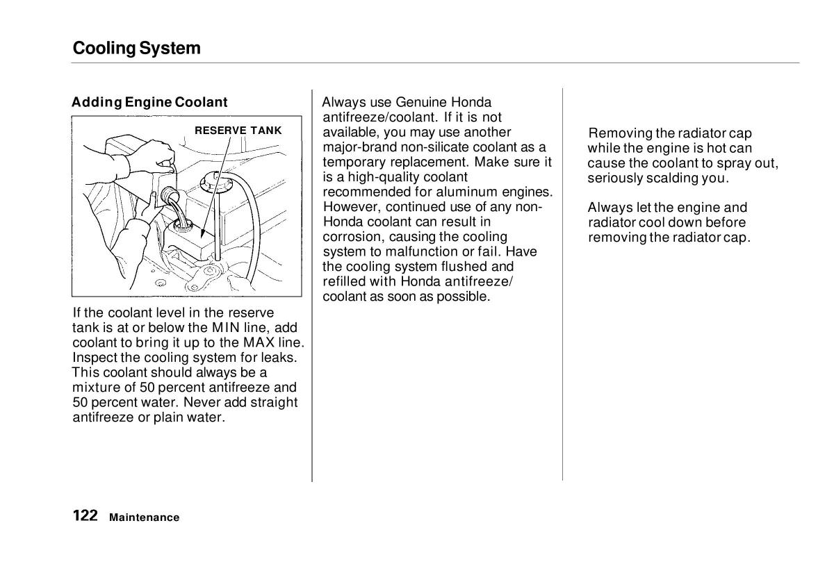 manual  Honda Civic VI 6 Hatchback owners manual / page 117