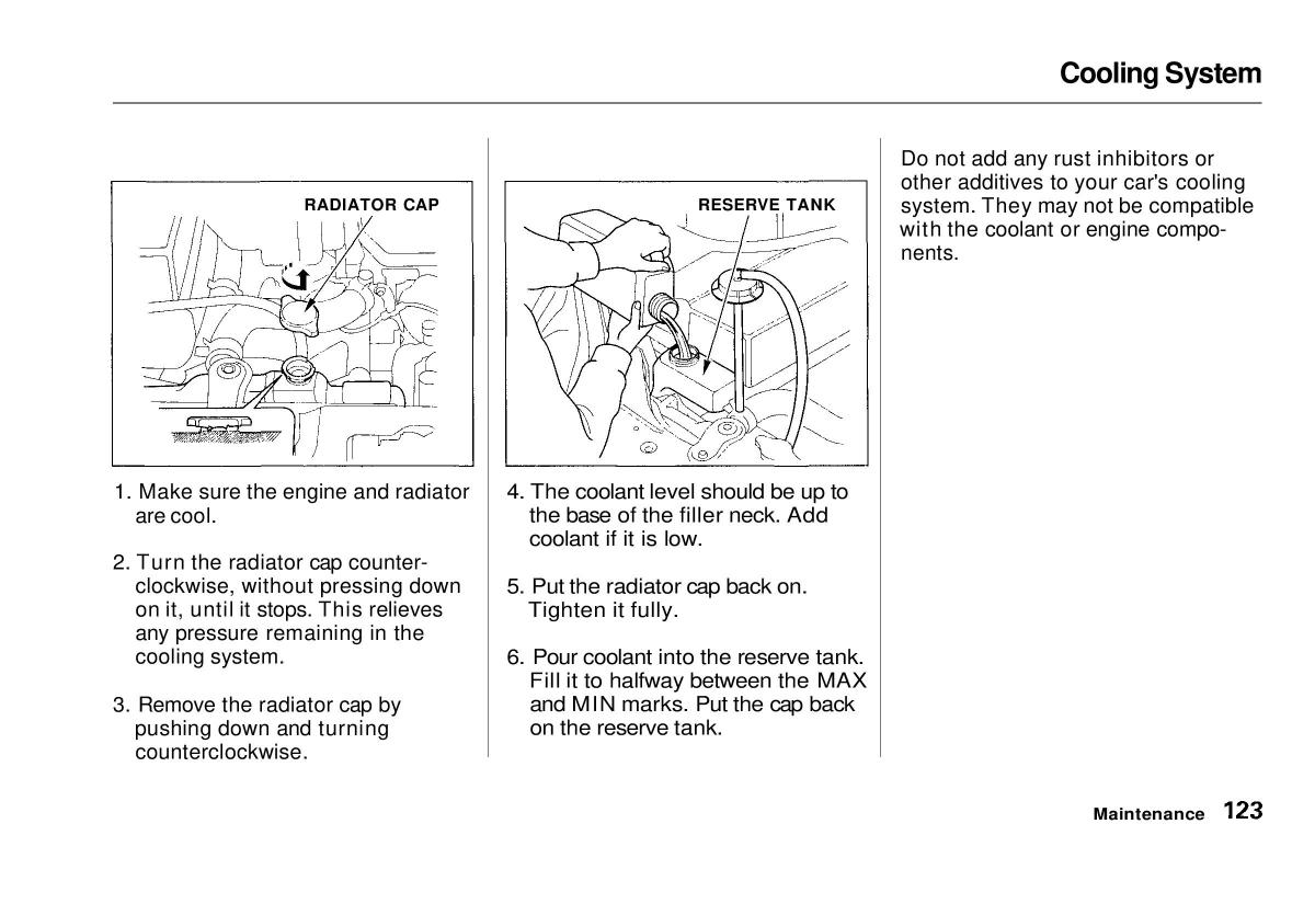 manual  Honda Civic VI 6 Hatchback owners manual / page 118