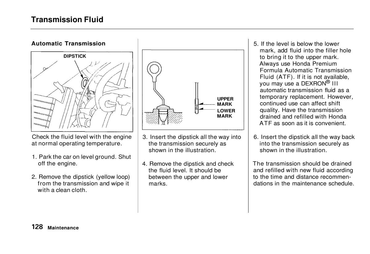 manual  Honda Civic VI 6 Hatchback owners manual / page 123