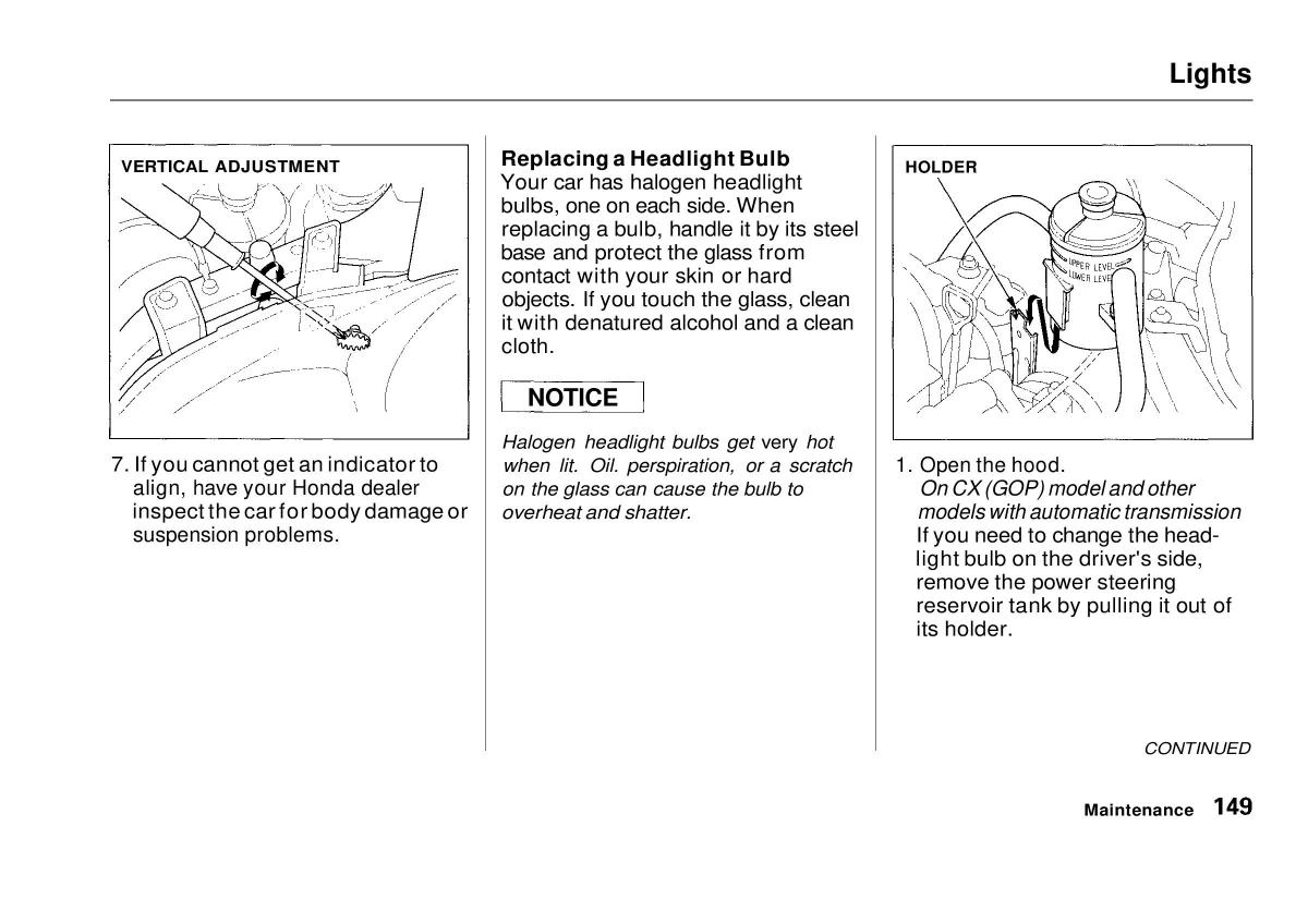 Honda Civic VI 6 Hatchback owners manual / page 144