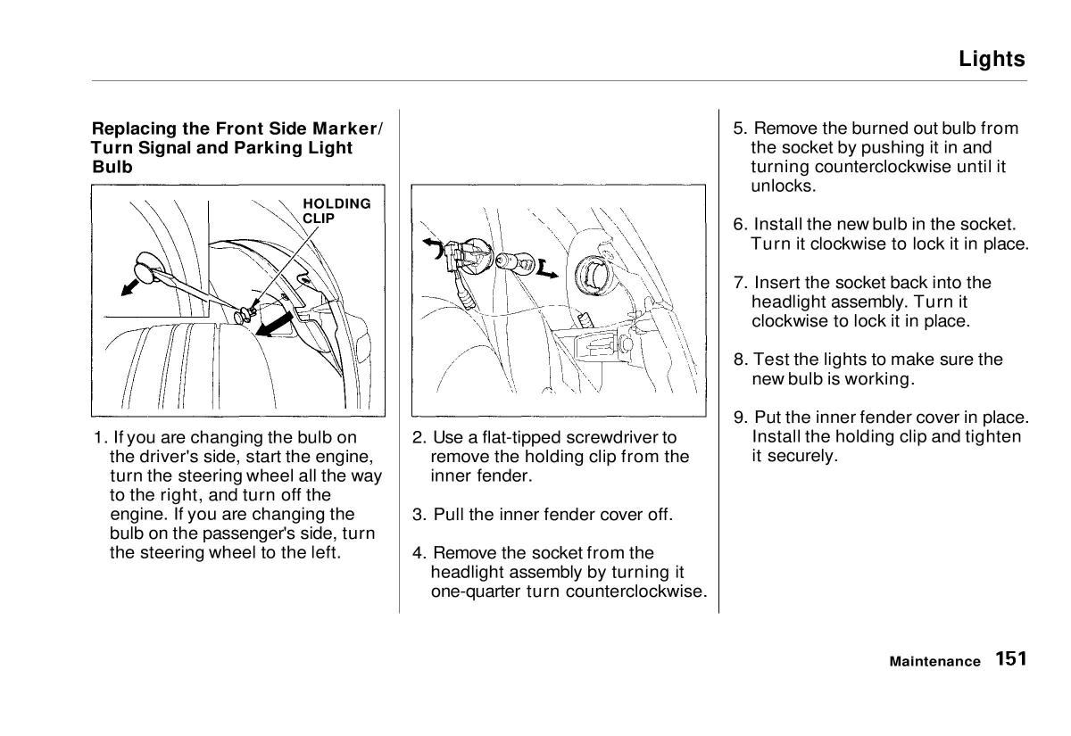 manual  Honda Civic VI 6 Hatchback owners manual / page 146