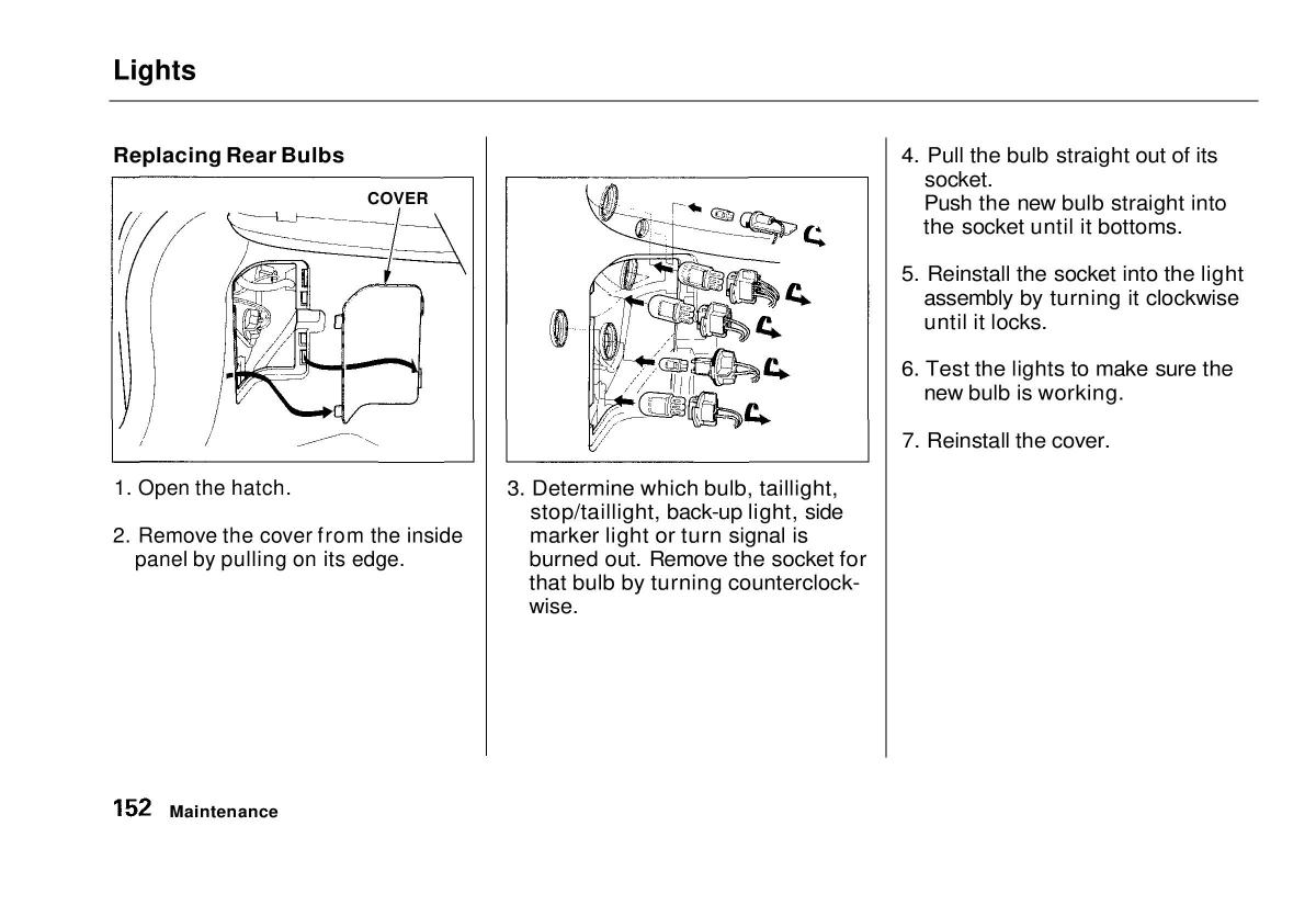 manual  Honda Civic VI 6 Hatchback owners manual / page 147