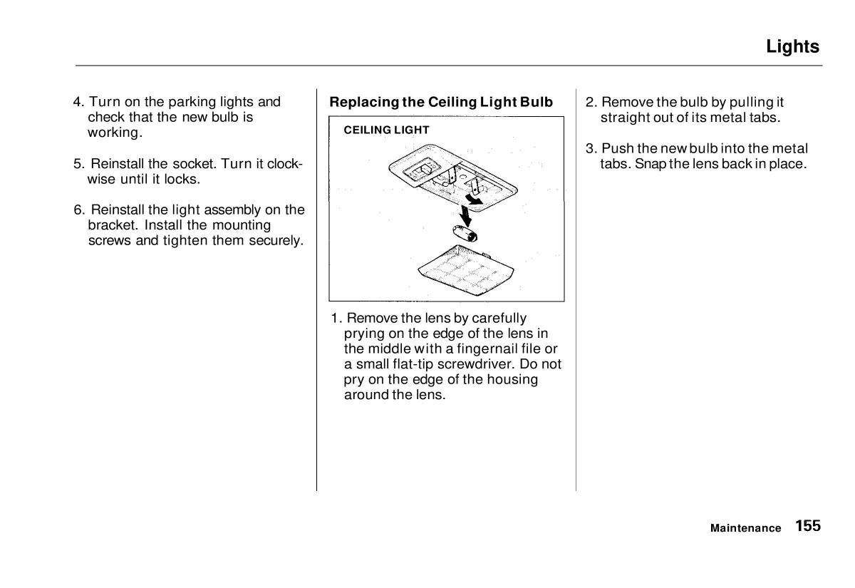 manual  Honda Civic VI 6 Hatchback owners manual / page 150