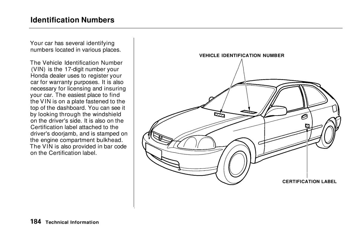 manual  Honda Civic VI 6 Hatchback owners manual / page 179