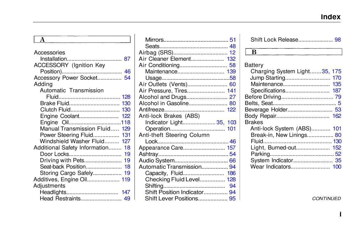 manual  Honda Civic VI 6 Hatchback owners manual / page 193