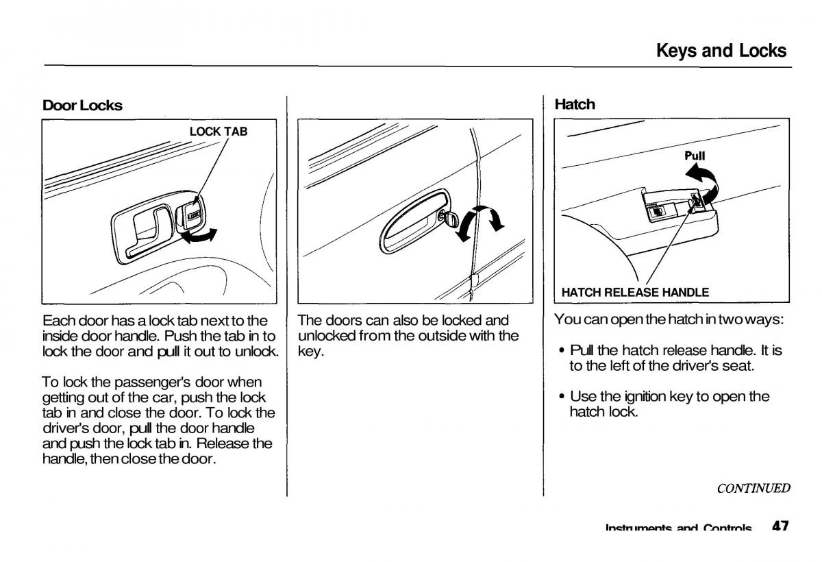 manual  Honda Civic VI 6 Hatchback owners manual / page 44