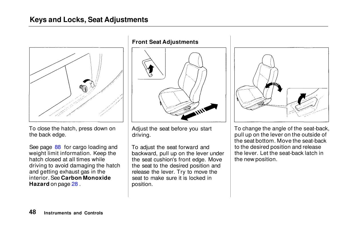 manual  Honda Civic VI 6 Hatchback owners manual / page 45