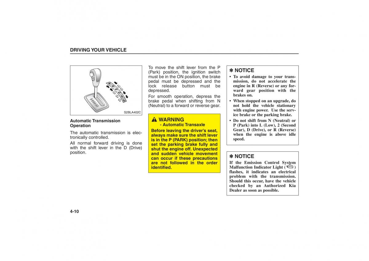 Kia Sorento I 1 owners manual / page 108