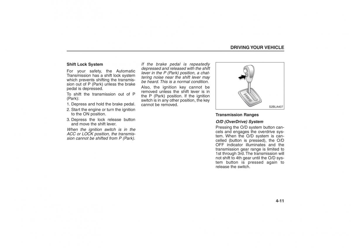 Kia Sorento I 1 owners manual / page 109