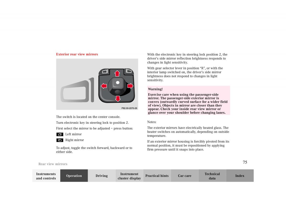 manual  Mercedes Benz CLK 430 W208 owners manual / page 75