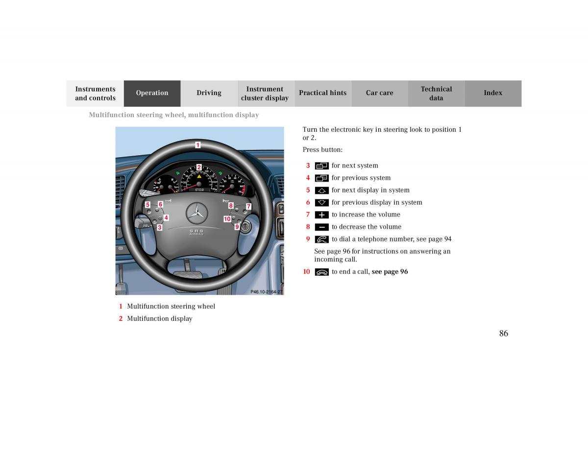 manual  Mercedes Benz CLK 430 W208 owners manual / page 86