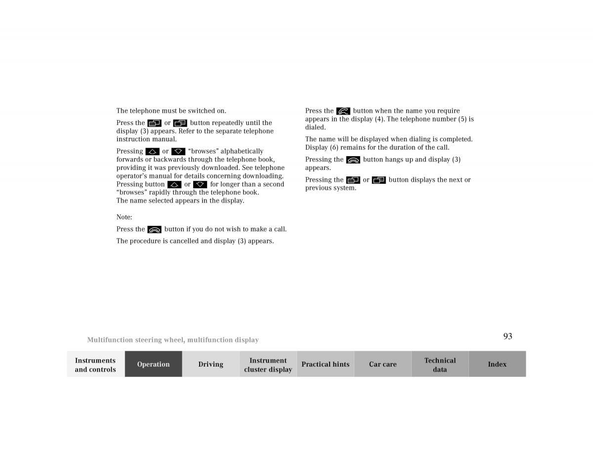 manual  Mercedes Benz CLK 430 W208 owners manual / page 93