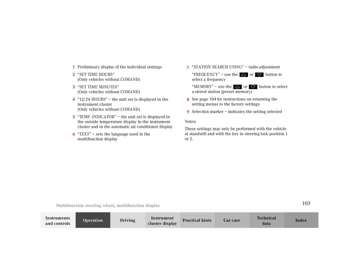 manual  Mercedes Benz CLK 430 W208 owners manual / page 103