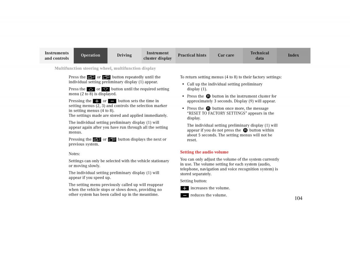 manual  Mercedes Benz CLK 430 W208 owners manual / page 104