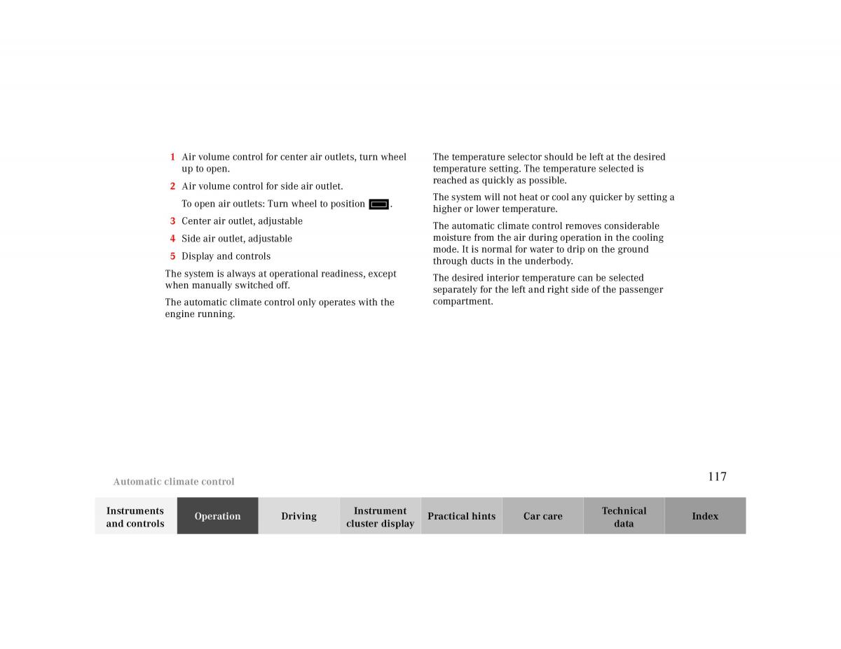 manual  Mercedes Benz CLK 430 W208 owners manual / page 117