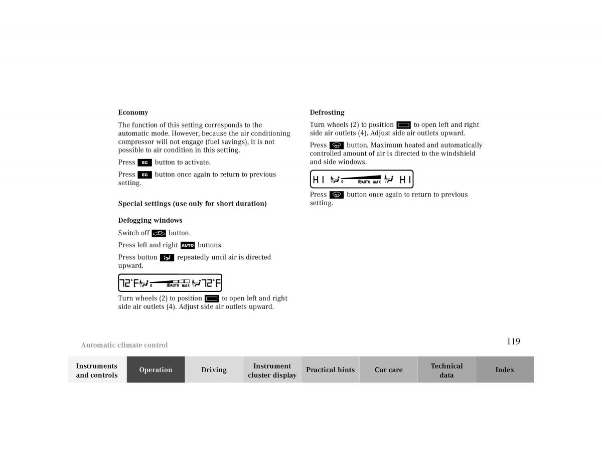 manual  Mercedes Benz CLK 430 W208 owners manual / page 119