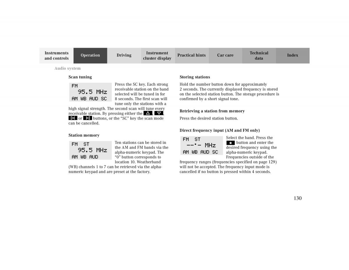 manual  Mercedes Benz CLK 430 W208 owners manual / page 130