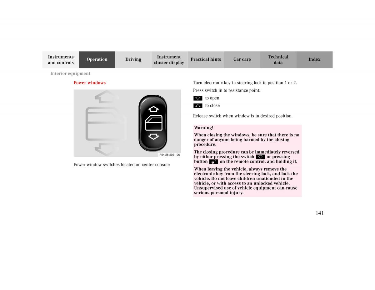 manual  Mercedes Benz CLK 430 W208 owners manual / page 141