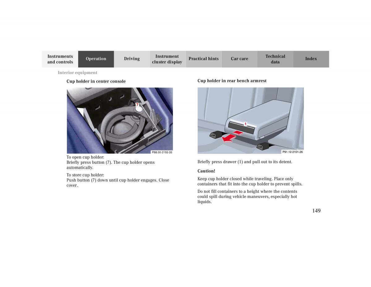 manual  Mercedes Benz CLK 430 W208 owners manual / page 149