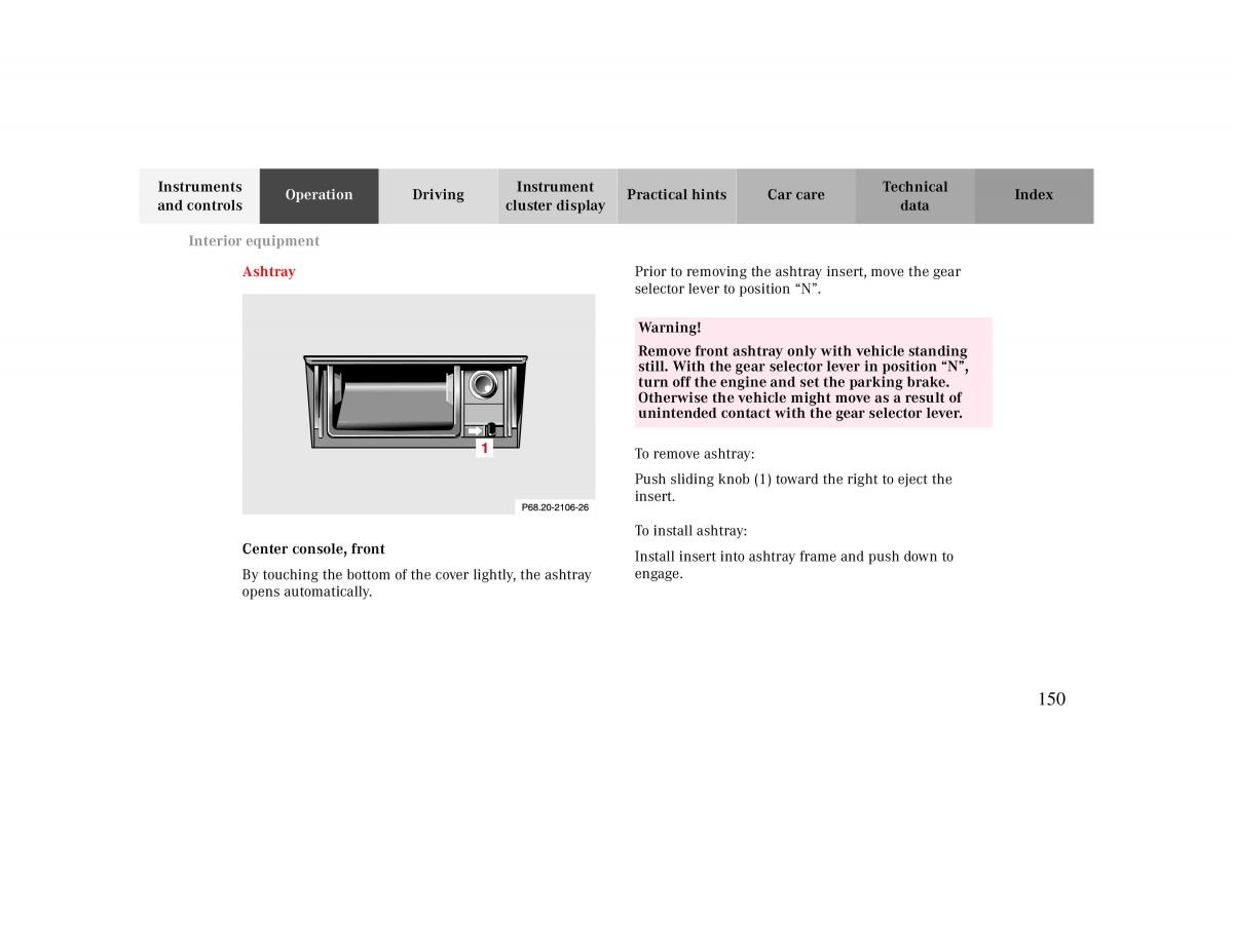 manual  Mercedes Benz CLK 430 W208 owners manual / page 150