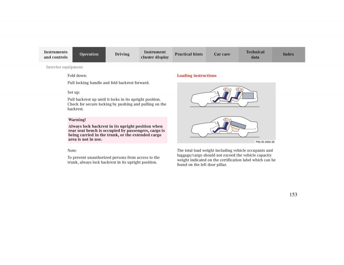 manual  Mercedes Benz CLK 430 W208 owners manual / page 153