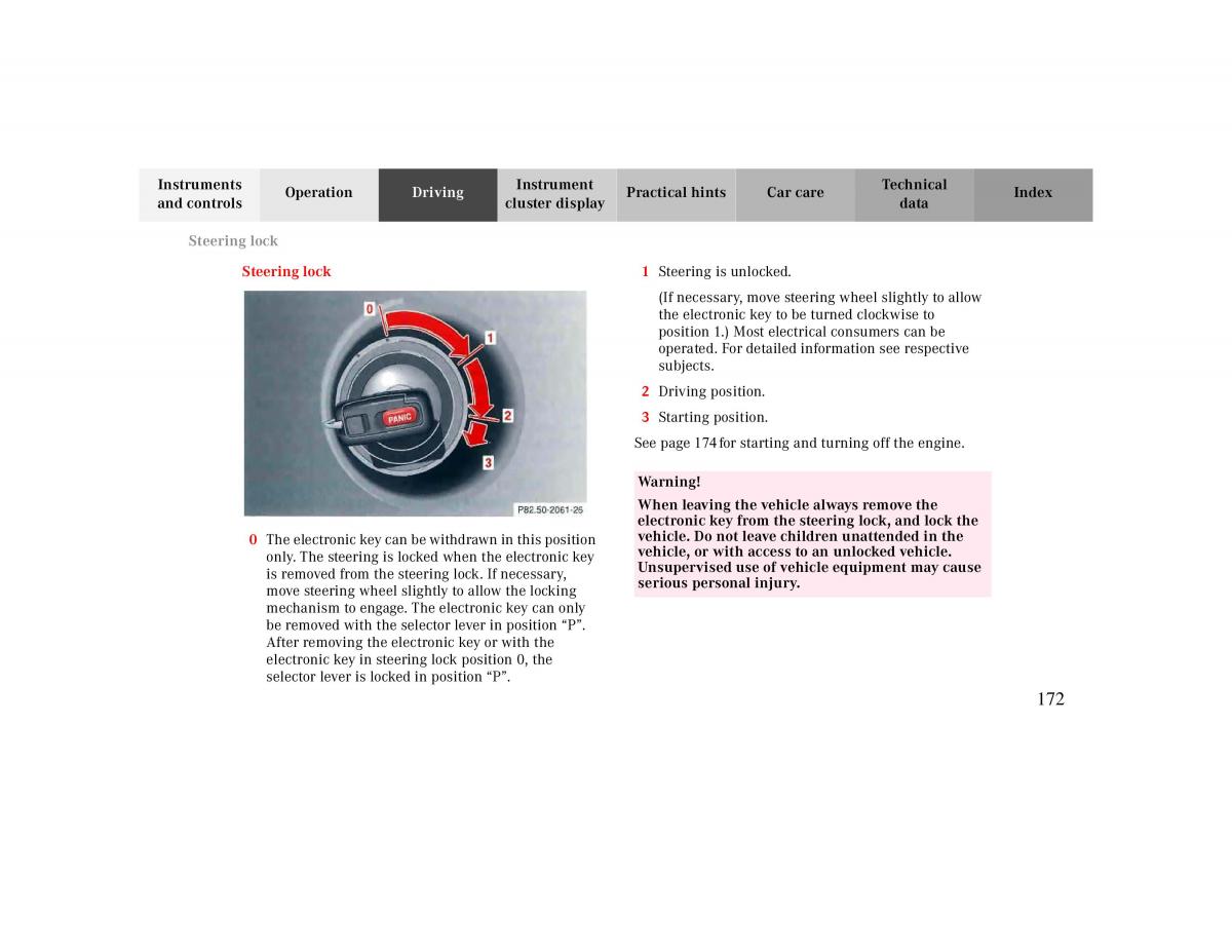 manual  Mercedes Benz CLK 430 W208 owners manual / page 172