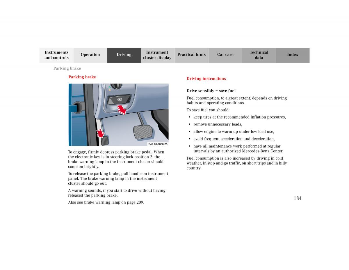 manual  Mercedes Benz CLK 430 W208 owners manual / page 184