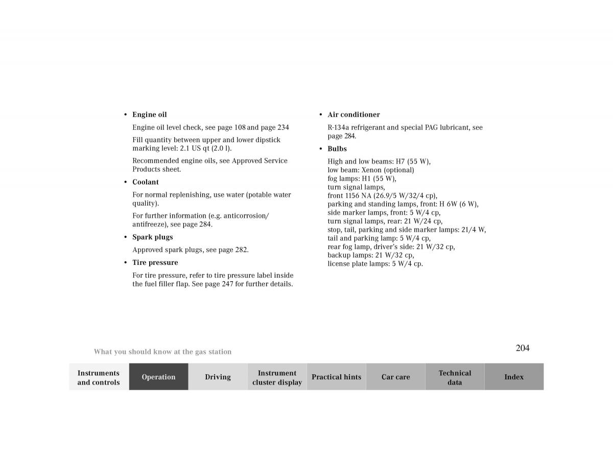 manual  Mercedes Benz CLK 430 W208 owners manual / page 204