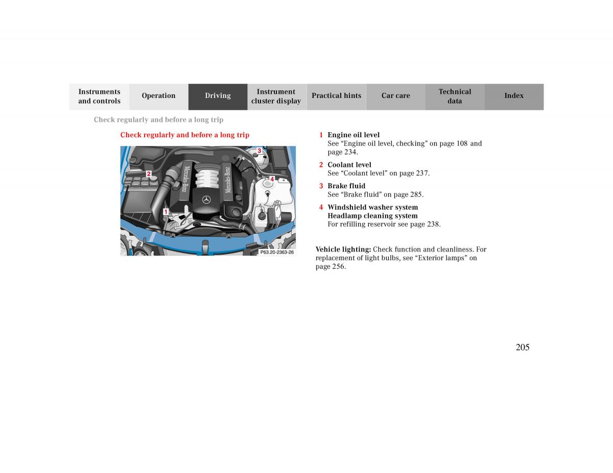 manual  Mercedes Benz CLK 430 W208 owners manual / page 205