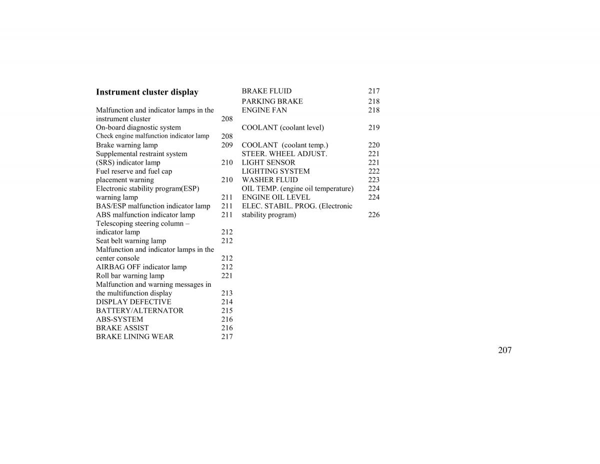 manual  Mercedes Benz CLK 430 W208 owners manual / page 207