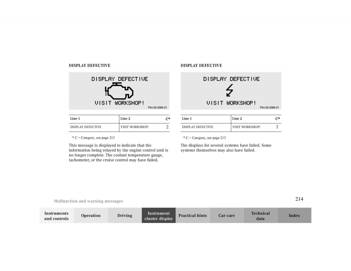 manual  Mercedes Benz CLK 430 W208 owners manual / page 214