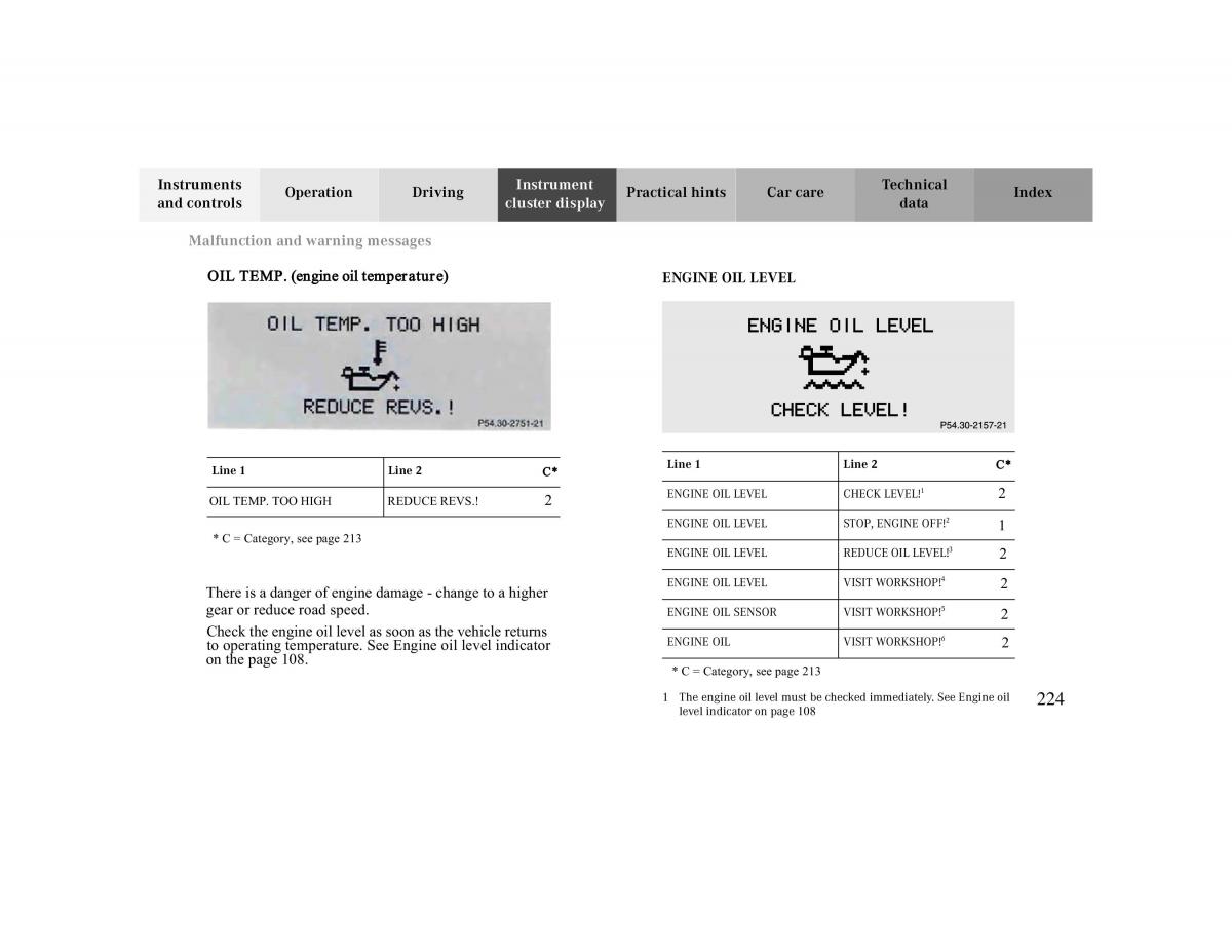 manual  Mercedes Benz CLK 430 W208 owners manual / page 224