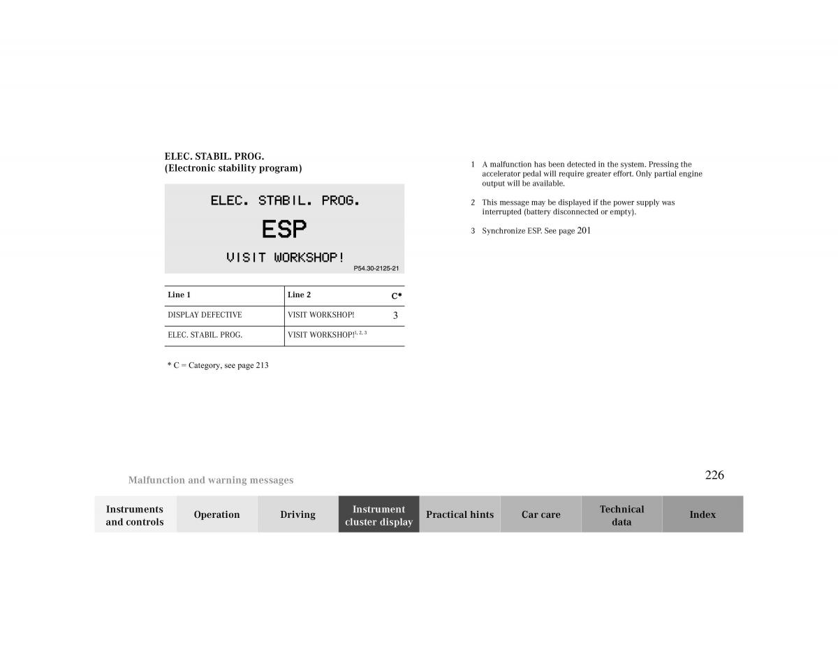 manual  Mercedes Benz CLK 430 W208 owners manual / page 226