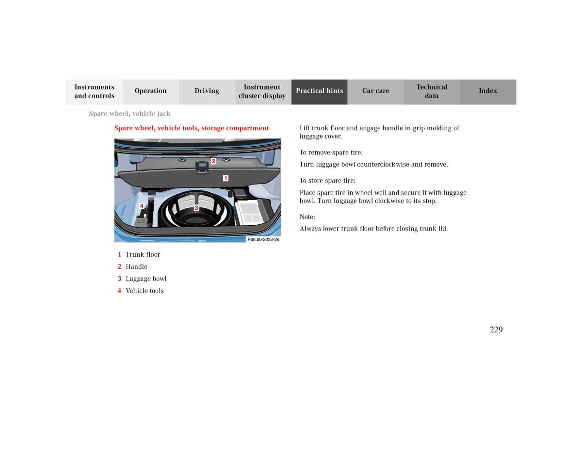 manual  Mercedes Benz CLK 430 W208 owners manual / page 229