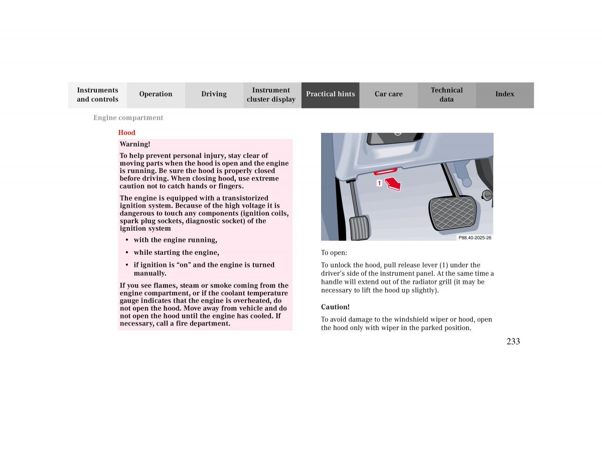 manual  Mercedes Benz CLK 430 W208 owners manual / page 233