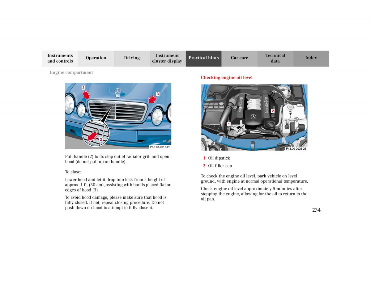 manual  Mercedes Benz CLK 430 W208 owners manual / page 234