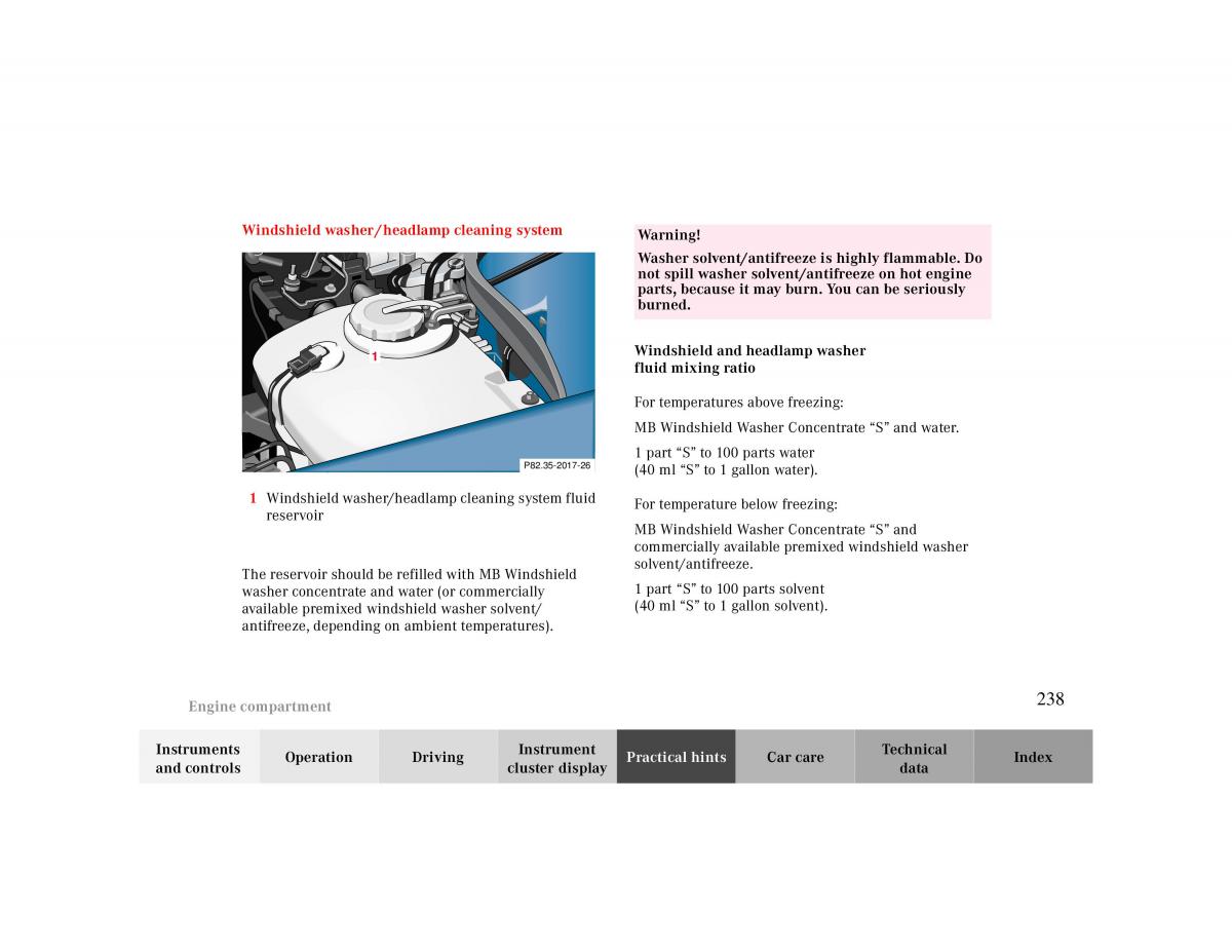 manual  Mercedes Benz CLK 430 W208 owners manual / page 238