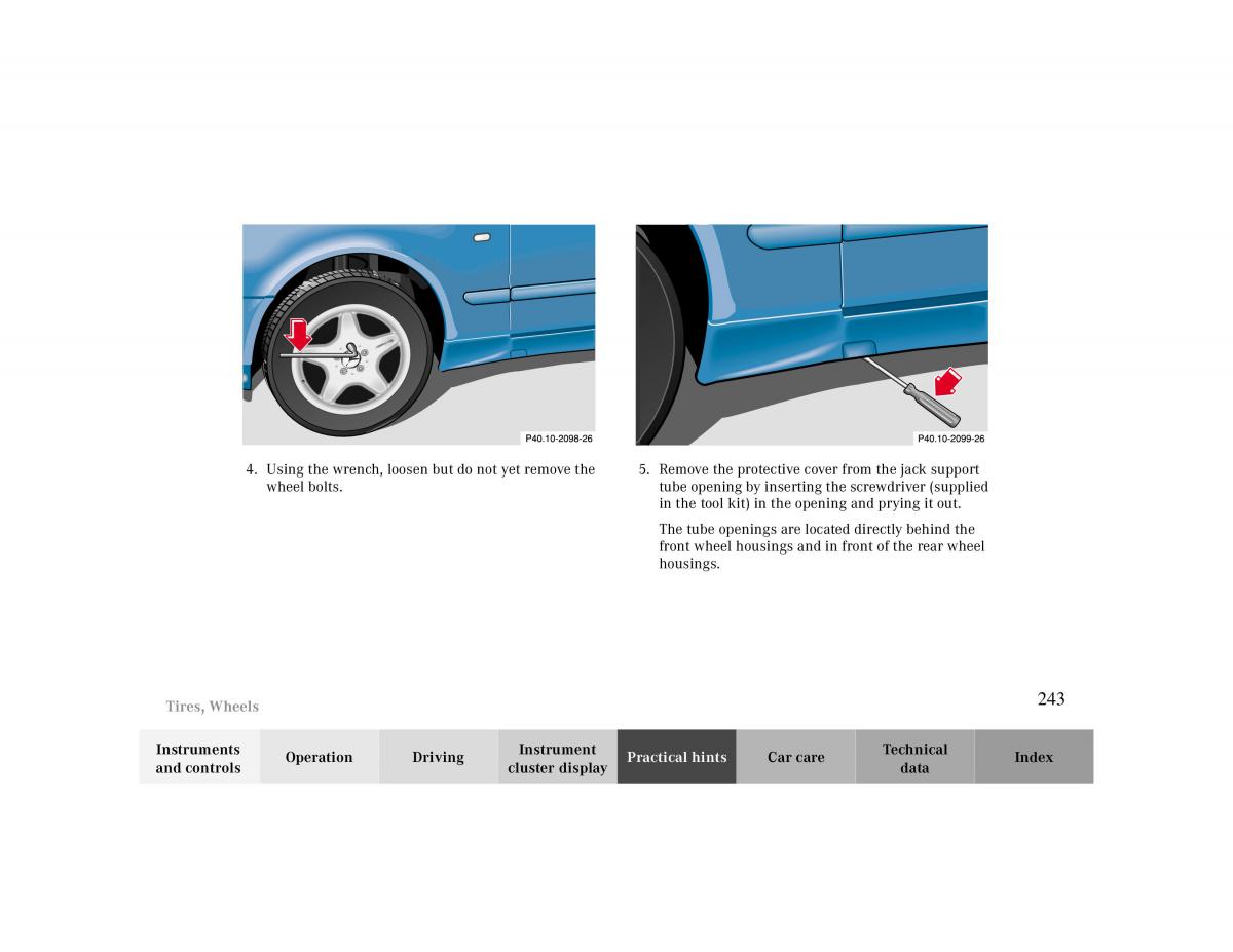 manual  Mercedes Benz CLK 430 W208 owners manual / page 243