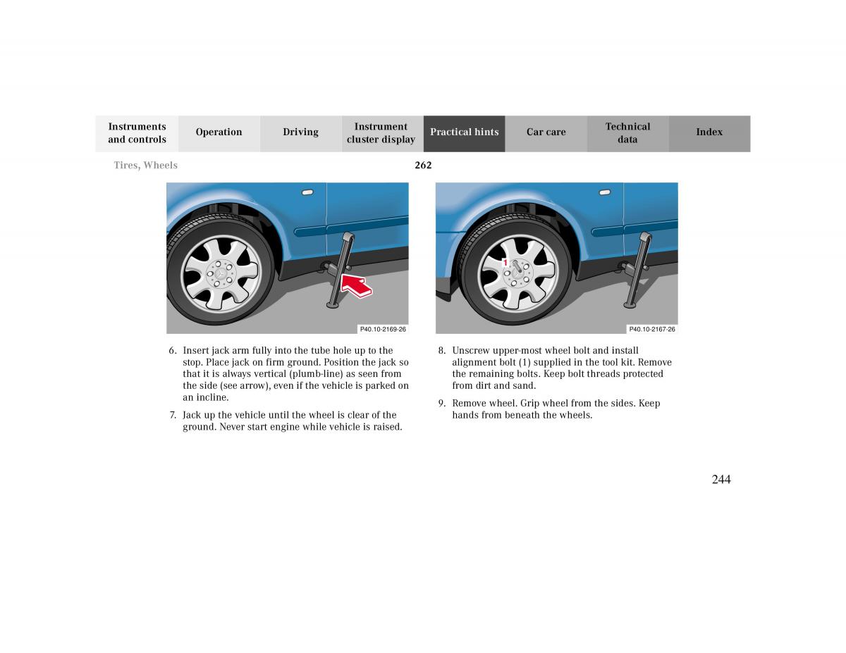 manual  Mercedes Benz CLK 430 W208 owners manual / page 244