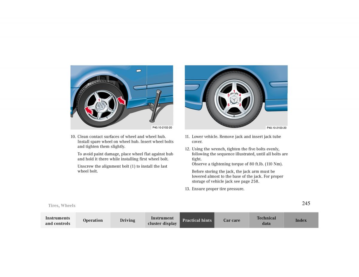 manual  Mercedes Benz CLK 430 W208 owners manual / page 245